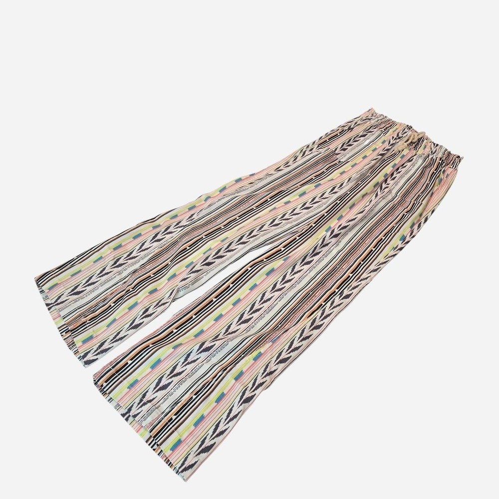 CAli1850 Multicolored striped wide leg BEACH pants geometric patterns womens - S